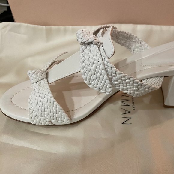 Alexandre Birman Shoes - Alexandre Birman - White Clarita Woven Block Heels Size 8